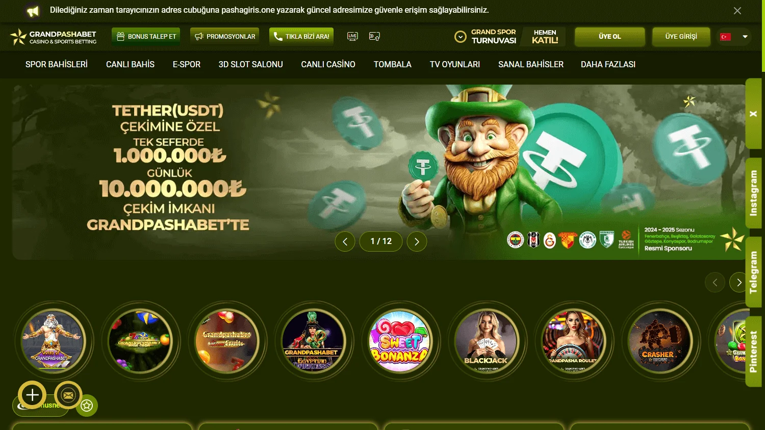 Grandpashabet casino ana sayfası — kampanya bantları ve slotlar